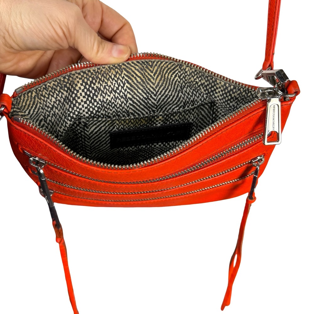 Rebecca Minkoff Red Leather Triple Zip Crossbody Bag Small Rock n‎ Roll Biker - Picture 5 of 16